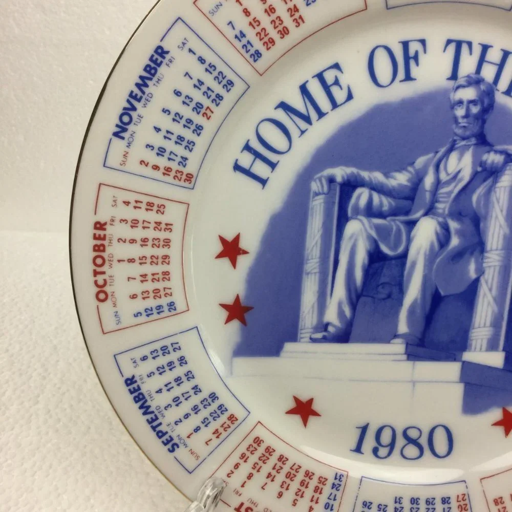 1980 Year Calendar Collection Plate Lincoln